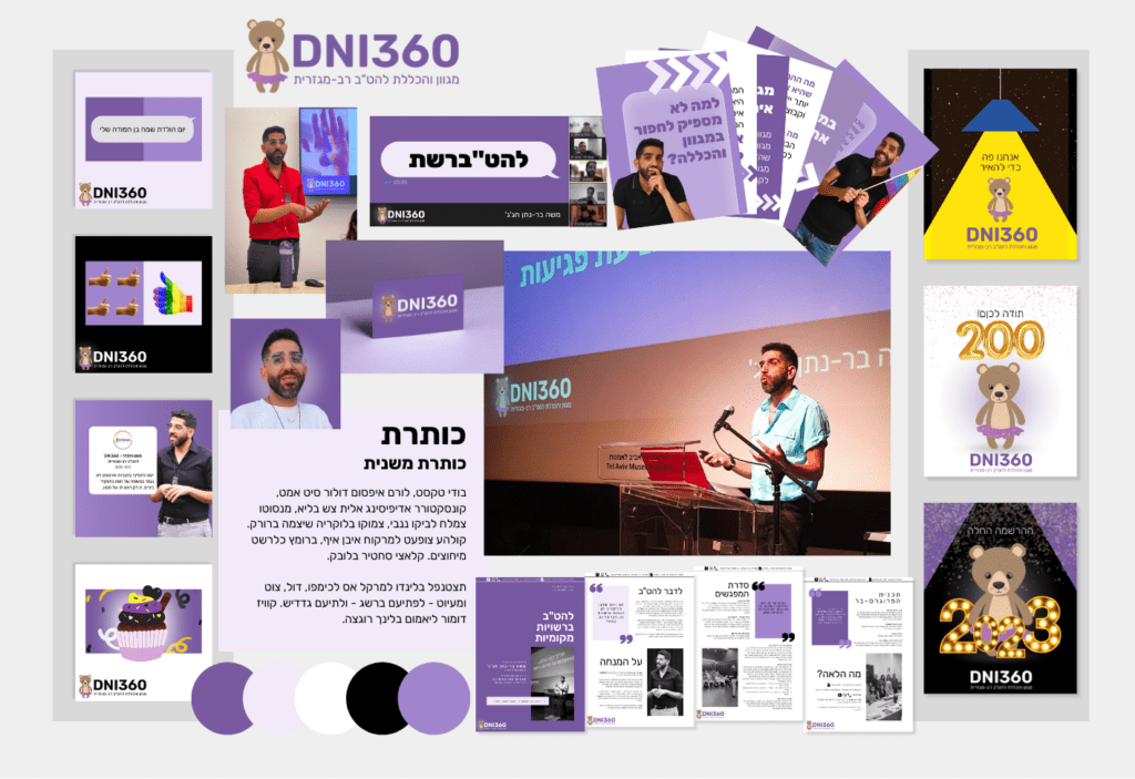 מיתוג מכליל לעסקים קטנים, הדמות מאחורי אסטרטגיית המיתוג של חברת DNI360 | עיצוב לוח מותג, ליאור באייר, סטודיו דוביז